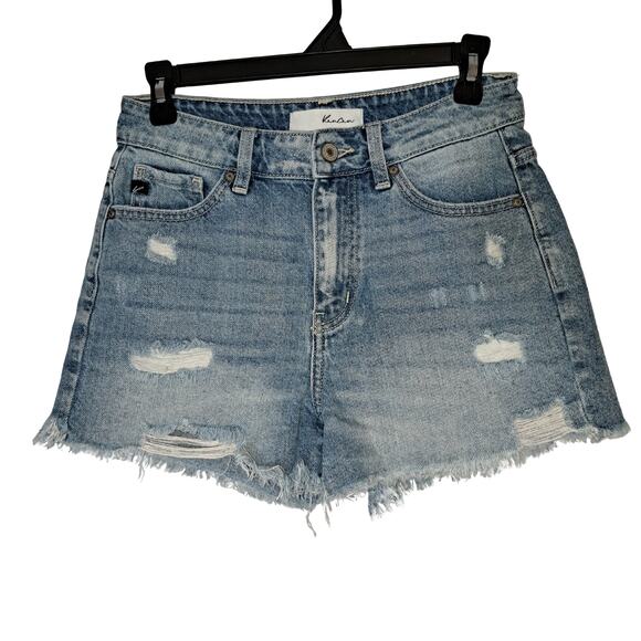 Kancan Shorts Womens Size S Blue Distressed Cowgirl Beachy Preppy Cleangirl - Picture 2 of 10
